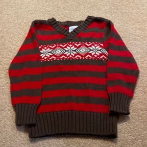 Old Navy Toddler Boys Red/Brown Snowflake Sweater- Size 2T